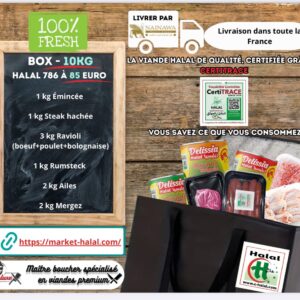 Box10 Kg viandeHalal Certifier Tracer  C-Halal et Ravioli Delissia Halal